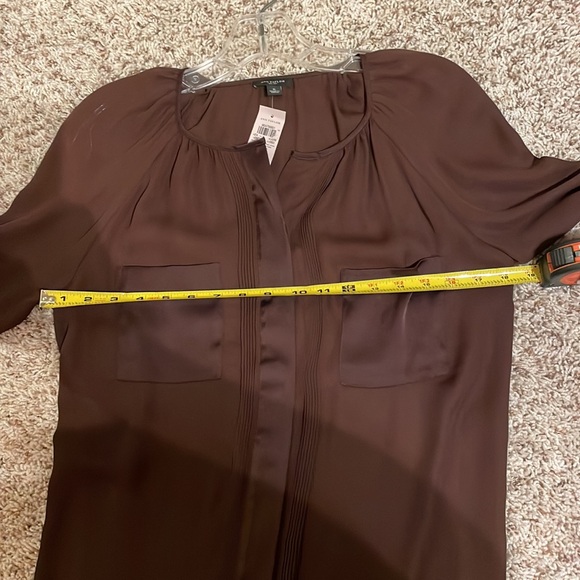 Ann Taylor Burgundy Long Sleeve Blouse - sheer - Picture 15 of 16
